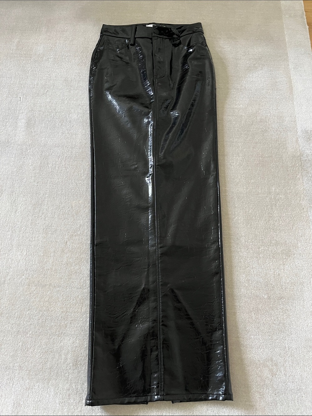 Good American Black Patent Maxi Skirt